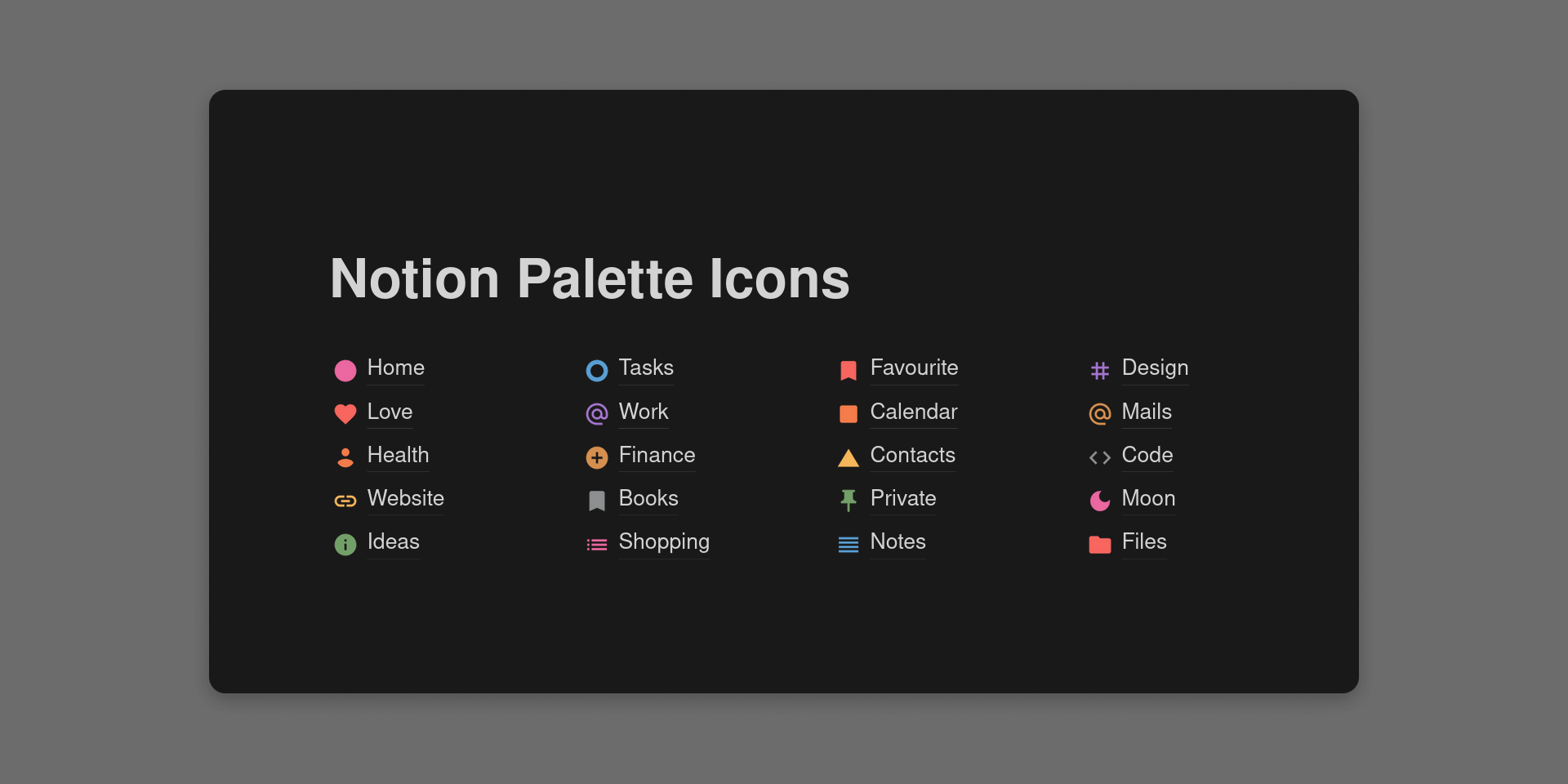 Notion Palette Icons - Dark Mode